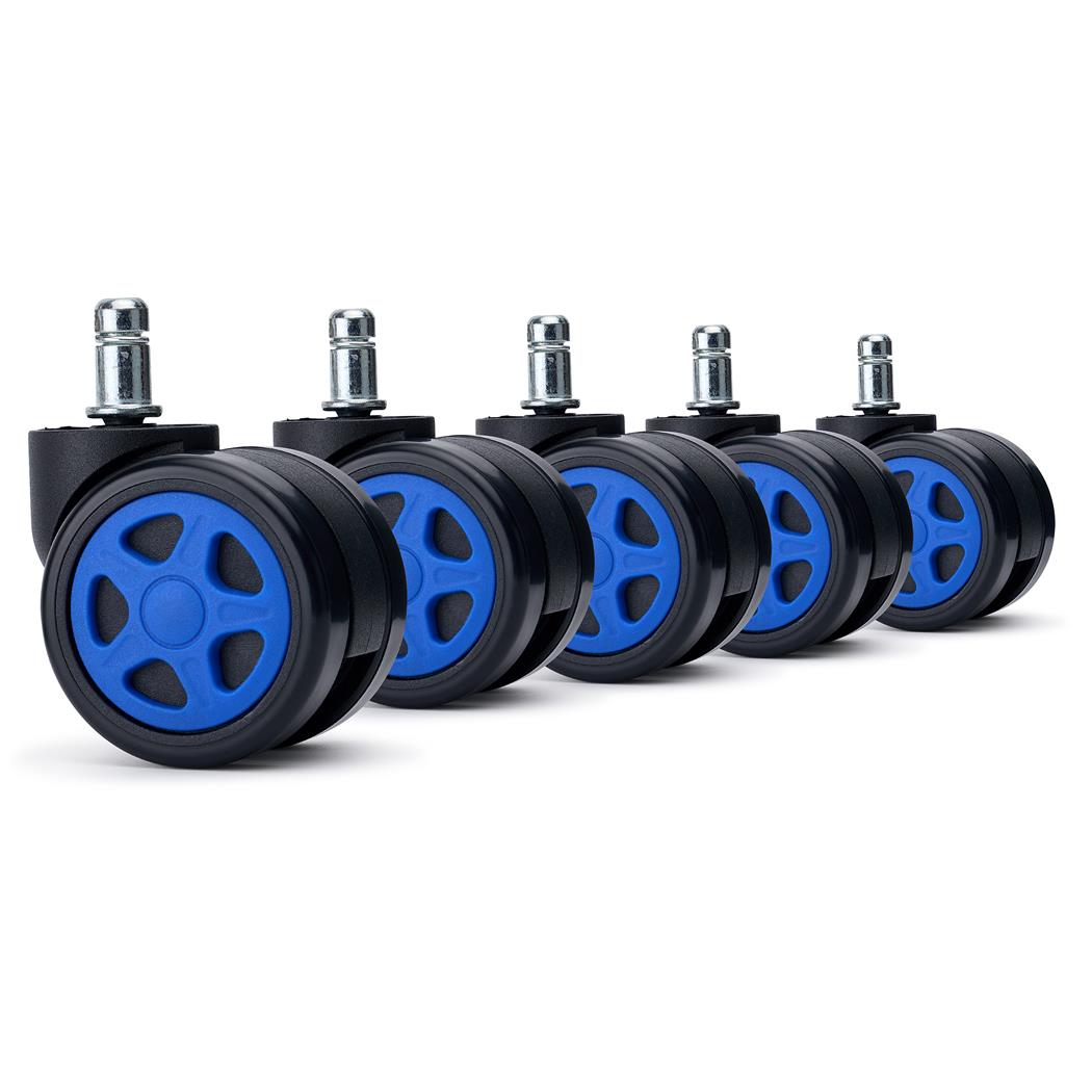 5x Ruote per Sedie da Ufficio SPEED 11x60mm, Design Sportivo, Blu