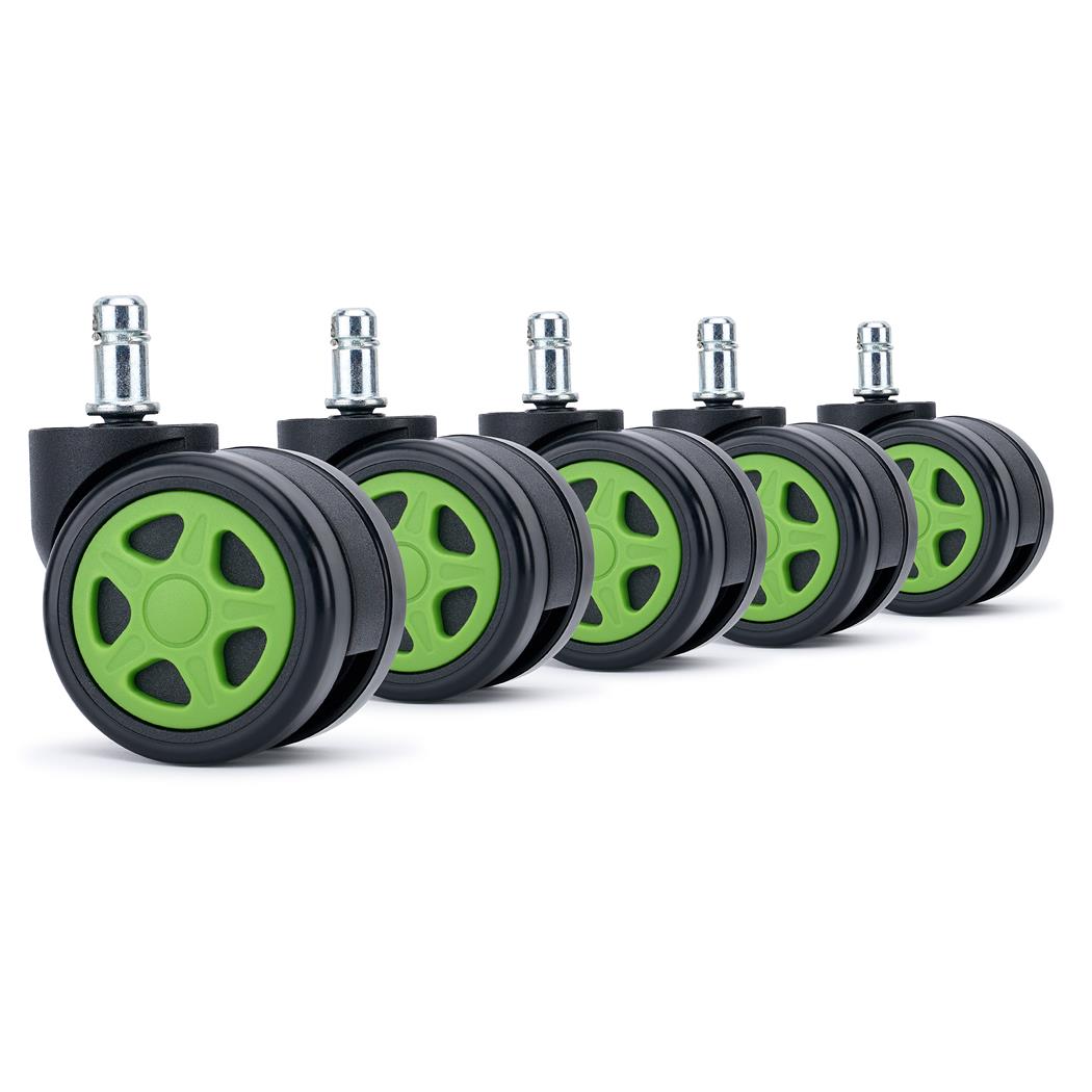5x Ruote per Sedie da Ufficio SPEED 11x60mm, Design Sportivo, Verde