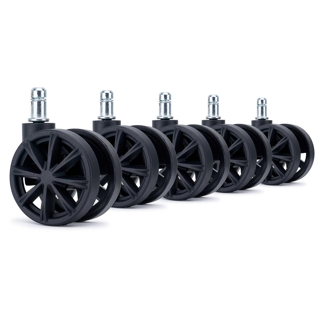 5x Ruote per Sedie da Ufficio SPOKE 11x60mm, Design Moderno a Razze, Nero