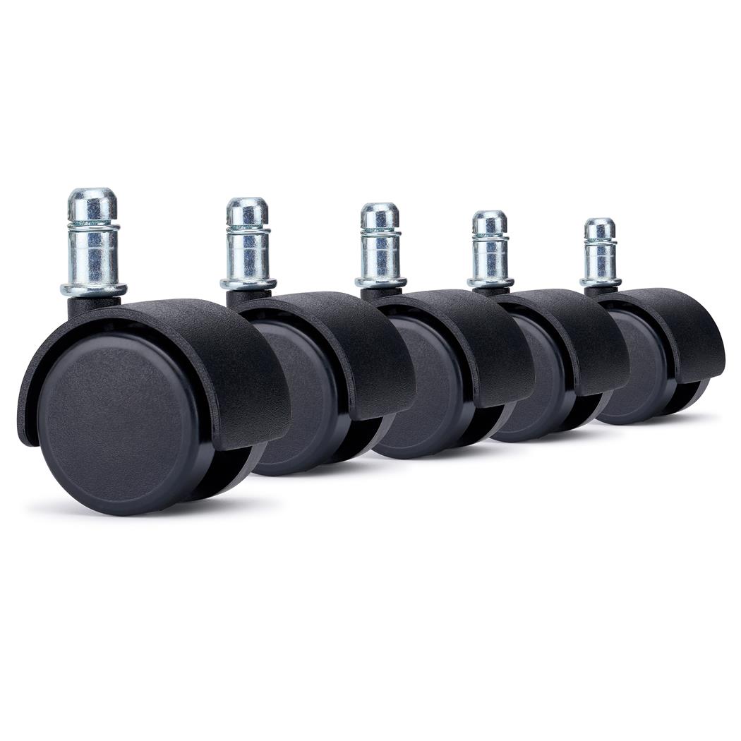 5x Ruote per Sedie da Ufficio CLASS 11x40mm, Design Moderno, Nero
