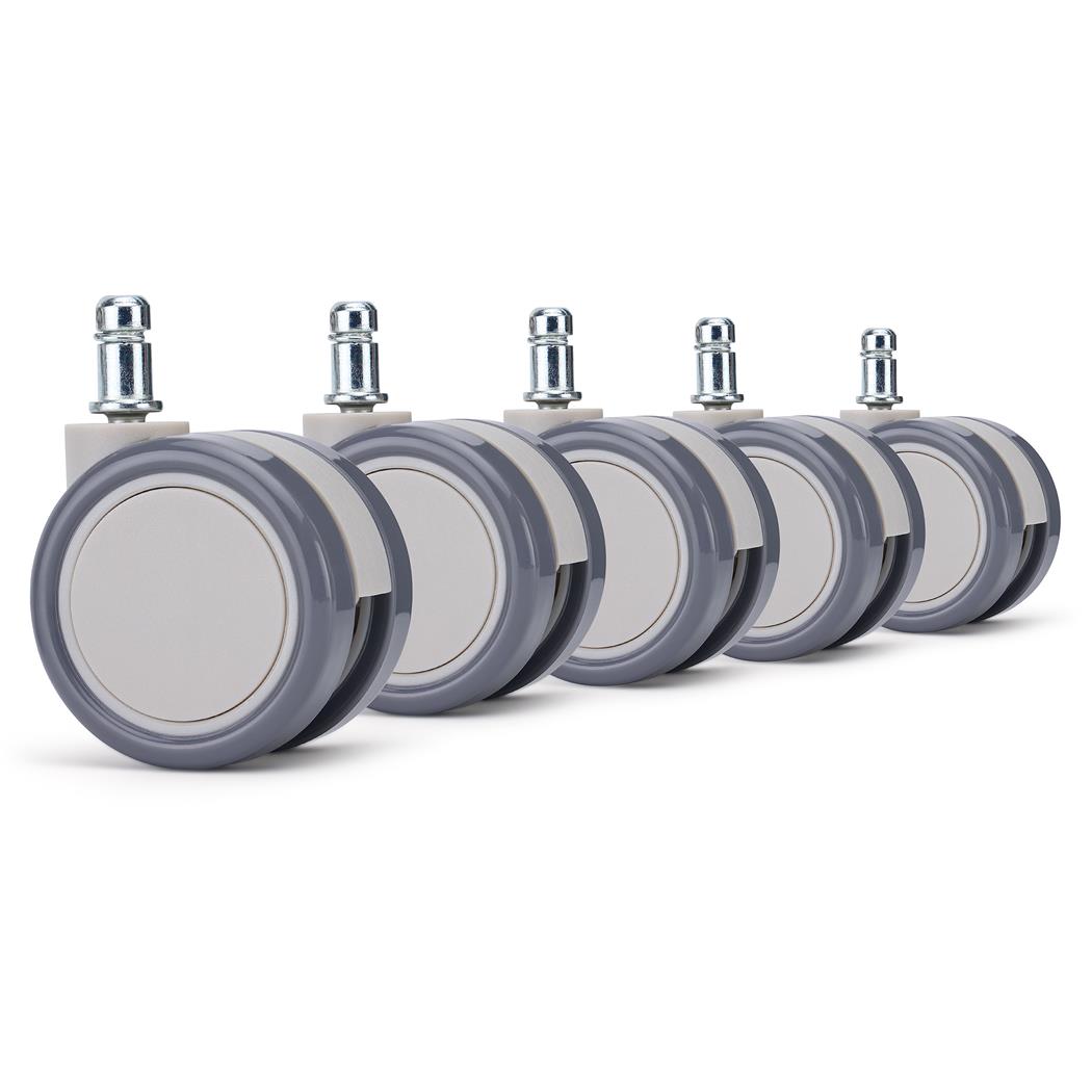 5x Ruote per Sedie da Ufficio MOON 11x60mm, Struttura compatta, Grigio