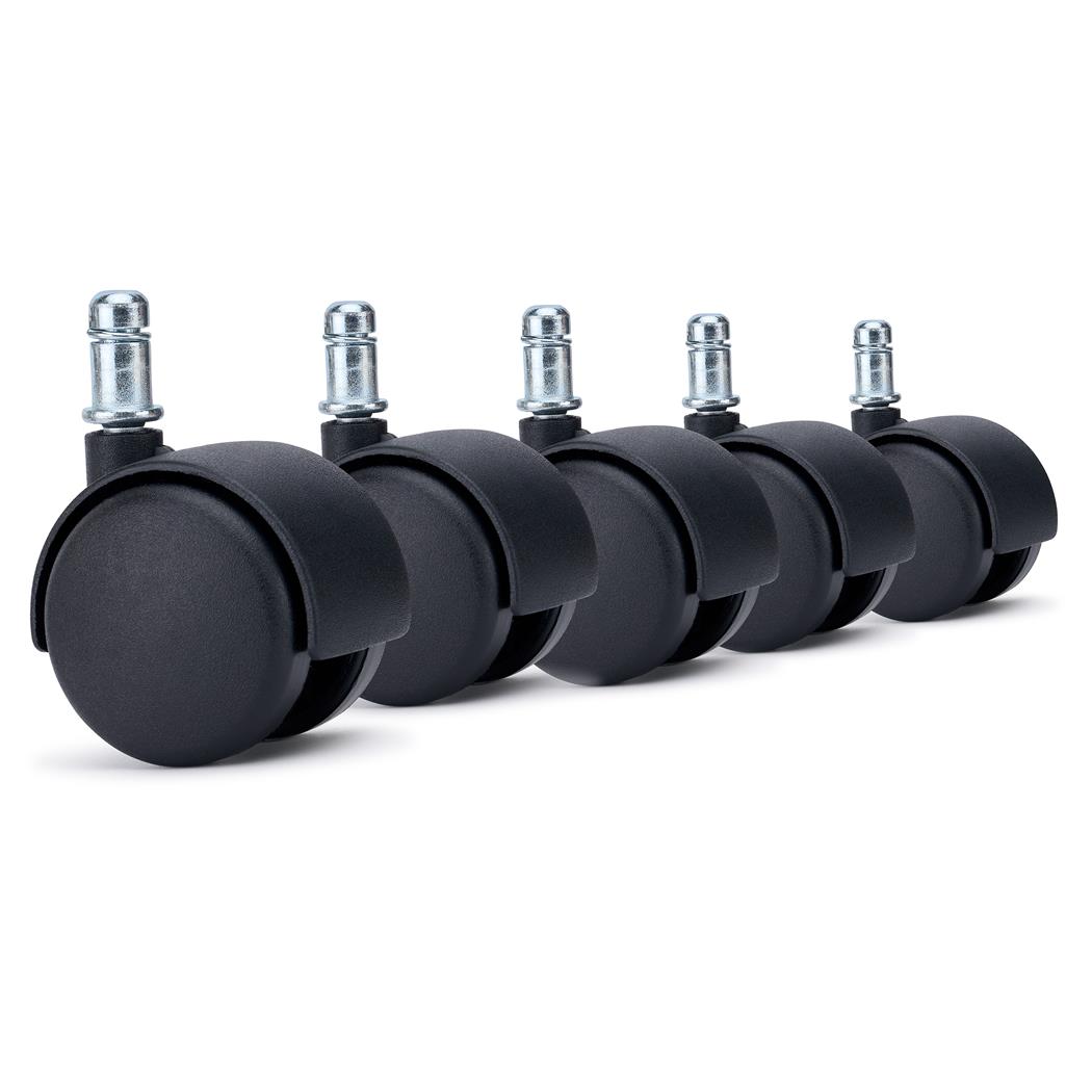 5x Ruote per Sedie da Ufficio MOVE 11x50mm, Bordo Arrotondato, Nero