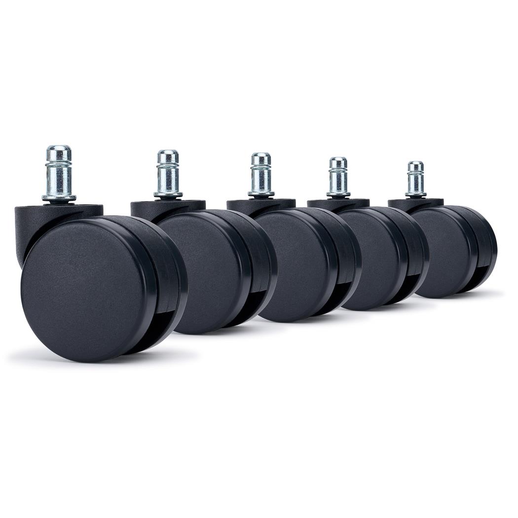 5x Ruote per Sedie da Ufficio SLIDE 11x50mm, per Pavimenti, Nero
