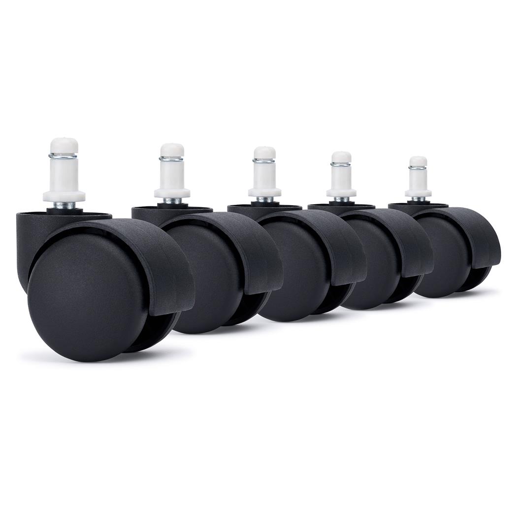 5x Ruote per Sedie da Ufficio TURN 11x50mm, Perno in Nylon, Nero
