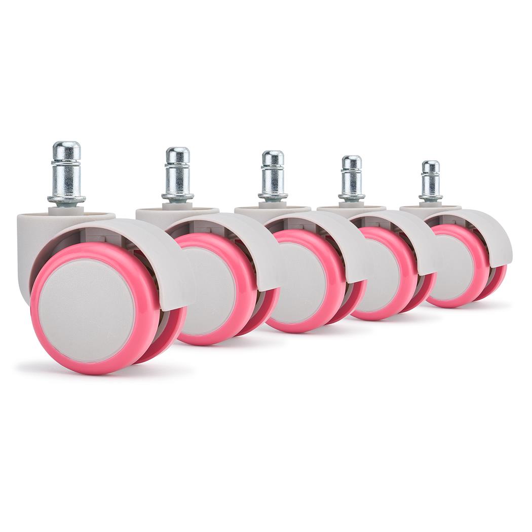 5x Ruote per Sedie da Ufficio ARC 11x50mm, Design Attuale, Rosa