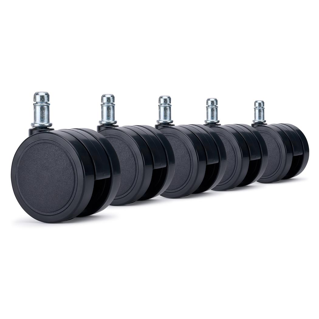 5x Ruote per Sedie da Ufficio LYRA 11x60mm, Design Minimalista, Nero