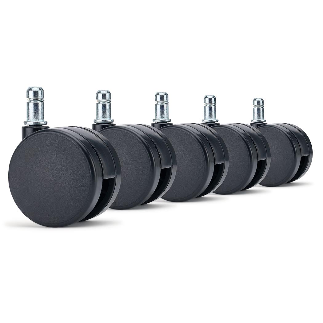 5x Ruote per Sedie da Ufficio LYRA 11x60mm, Design Minimalista e Sobrio, Nero