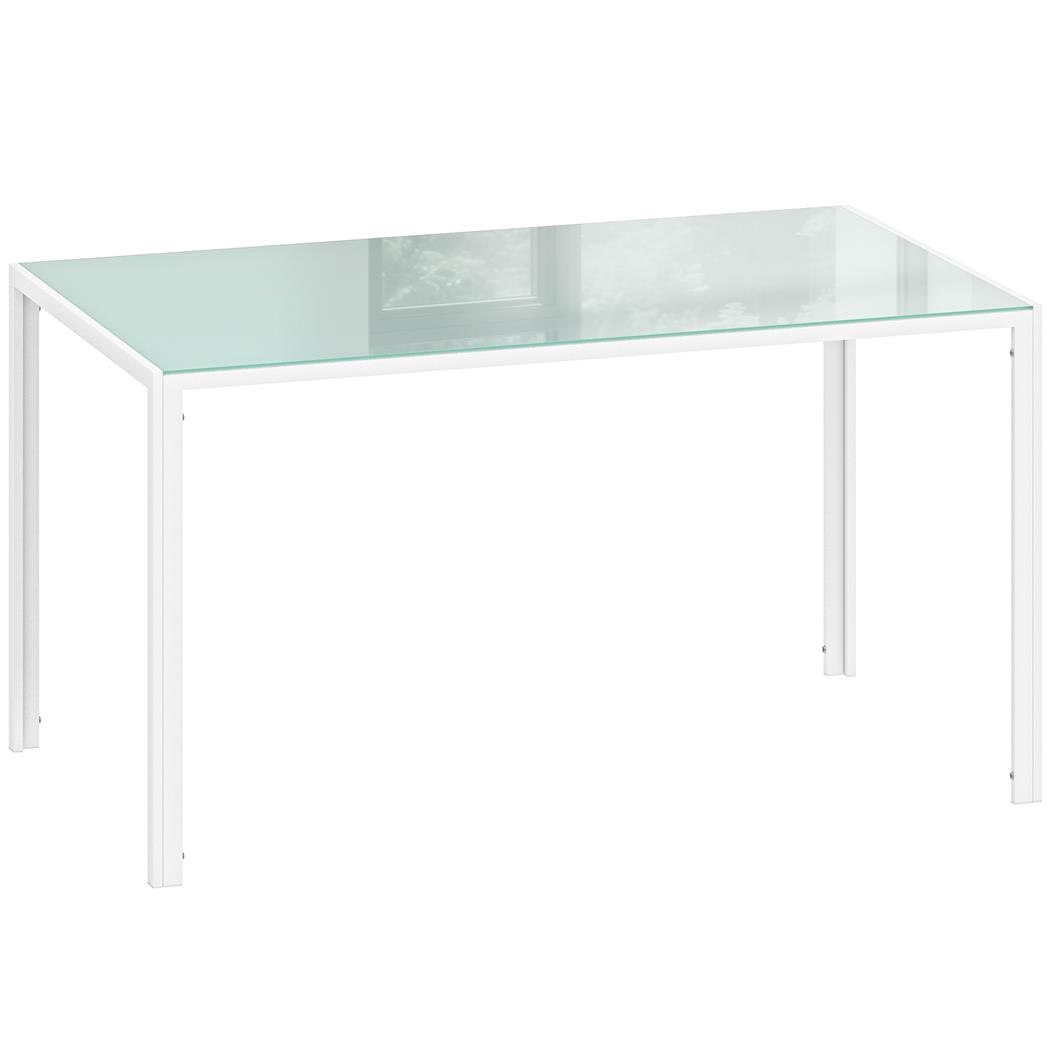 Tavolo per Sala Riunioni MAPUTO, 140x80x75 cm, Vetro Temperato Bianco
