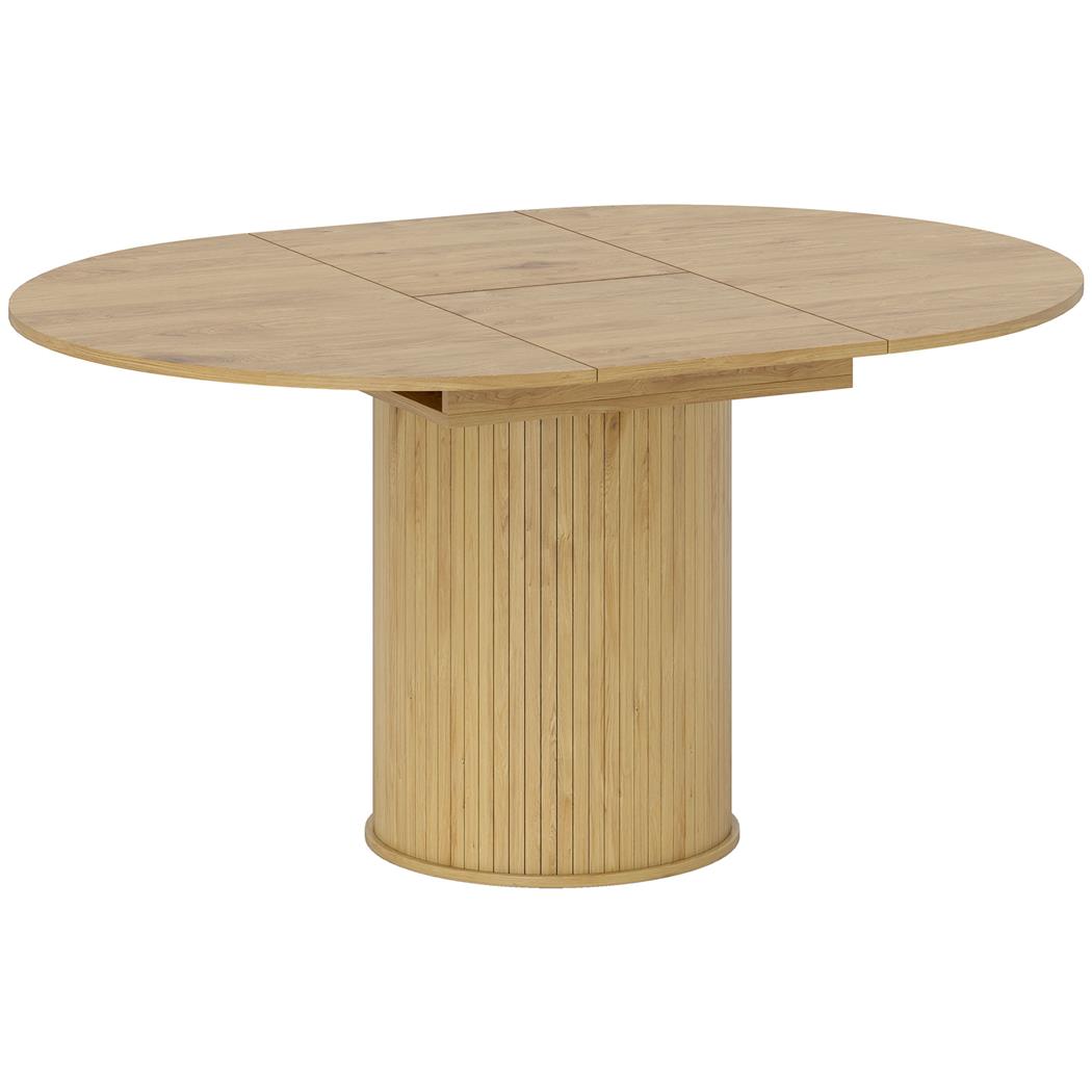 Tavolo per Sala Riunioni LUANDA, Allungabile 110-150 cm, Base Cilindrica, in Legno color Rovere