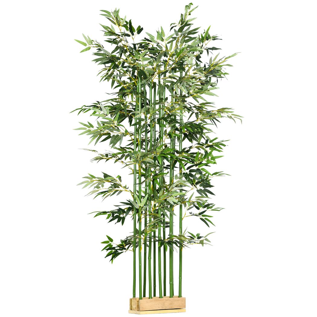 Pianta per Ufficio ARLI, Bambù alto 180cm, Supporto in Legno di Pino, Verde