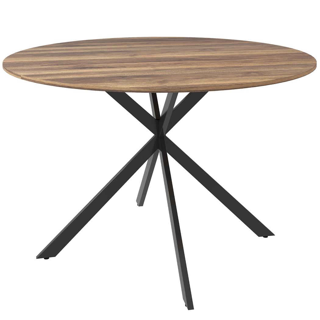 Tavolo per Sala Riunioni VENUS, Stile Industriale, Gambe in Acciaio, Piano in Legno Marrone Scuro