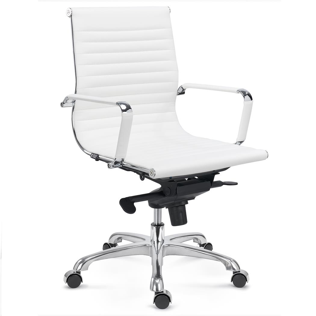 Sedia da Ufficio DORIS, Schienale basso, Struttura in Metallo, Pelle, Bianco