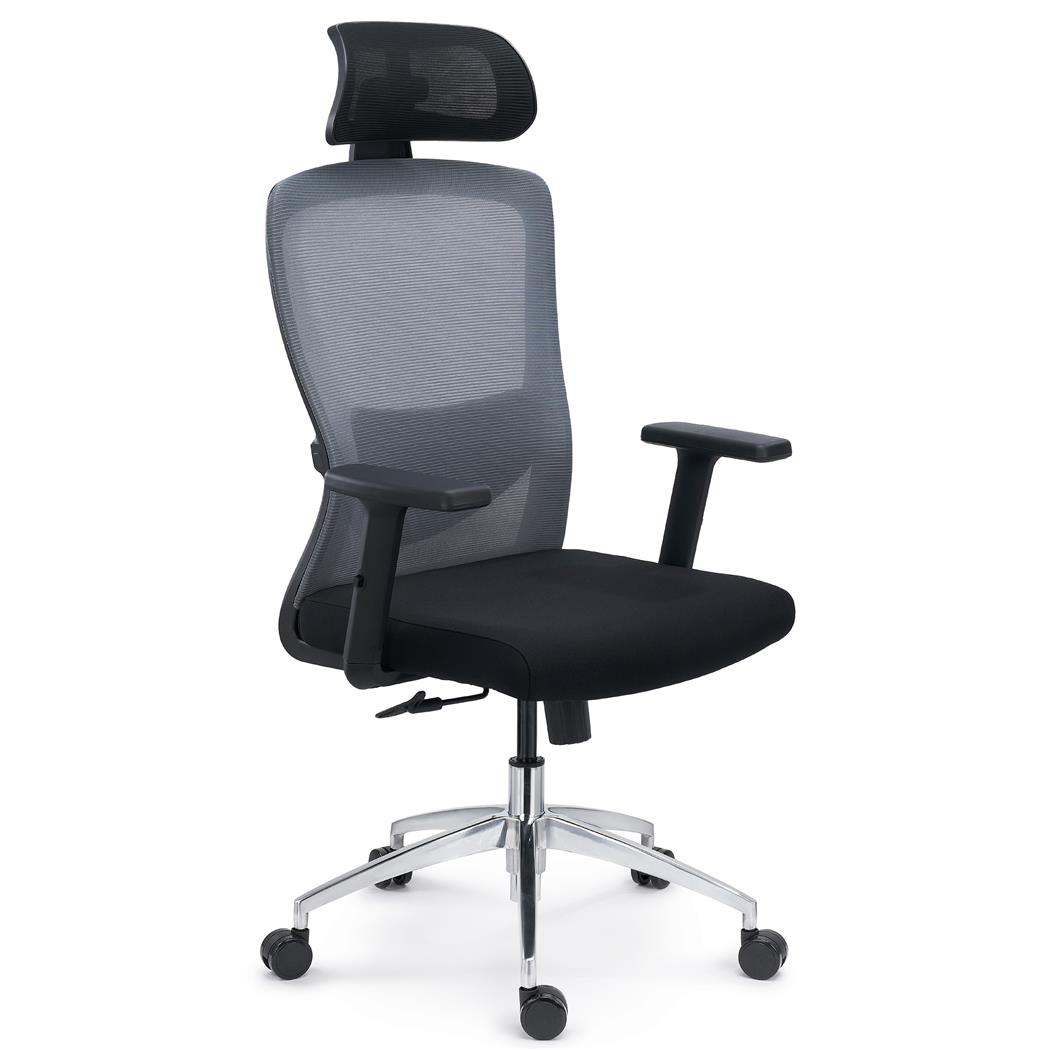 Sedia Operativa NOTE MAX, Ergonomica, Supporto Lombare Regolabile, Base Metallica, Rete e Tessuto, Grigio