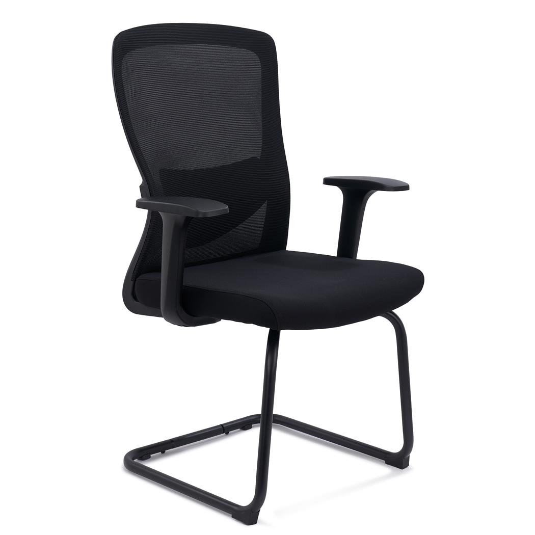Sedia per sala d'Attesa NOTE V, Supporto Lombare, Base in Metallo, Nero