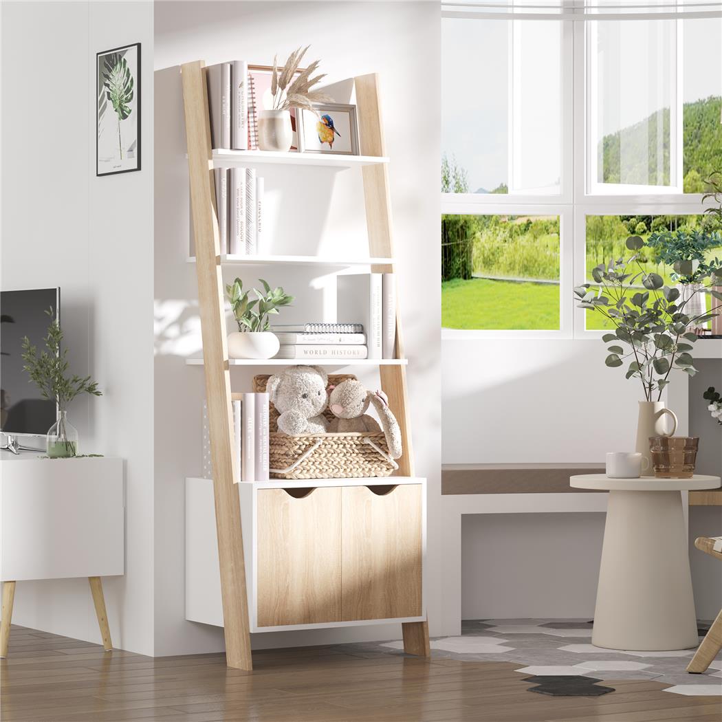 Libreria ONXA, Stile Nordico, 60x40x171 cm, in Legno color Bianco e Rovere