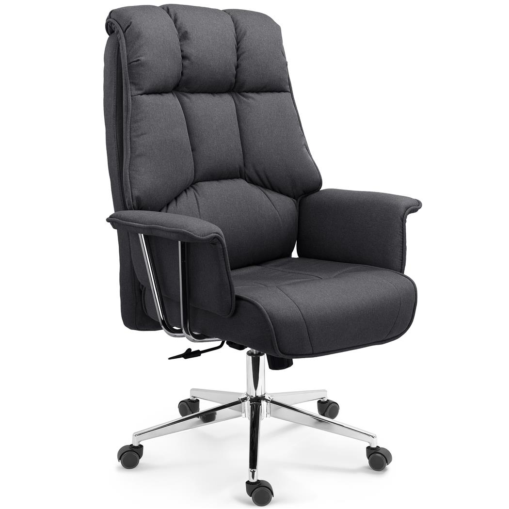 Poltrona da ufficio PRESIDENT, Design Esclusivo, Elegante e Raffinata, in Stoffa Grigio Scuro