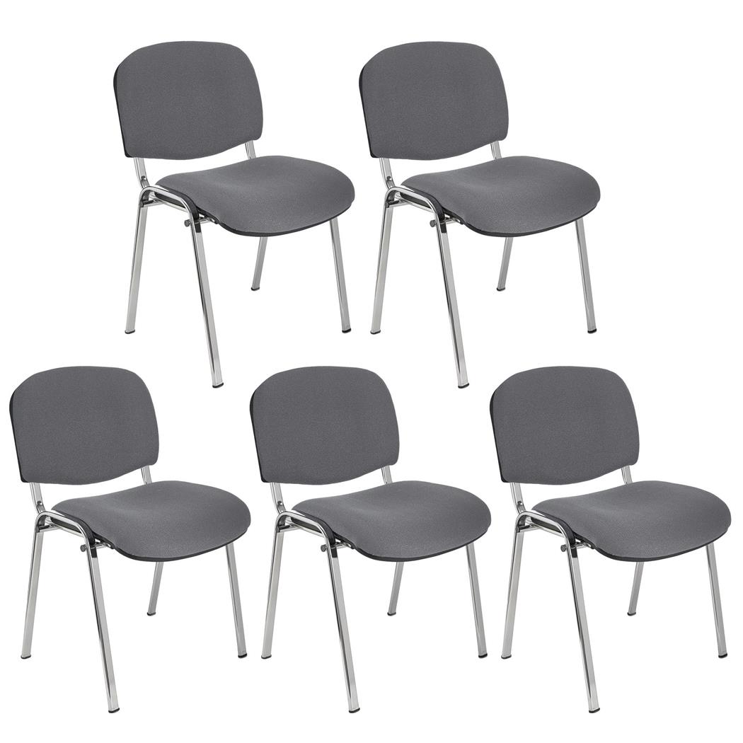 Lotto di 5 Sedie Conferenza MOBY BASE, Pratiche, Grigio, Gambe Cromate