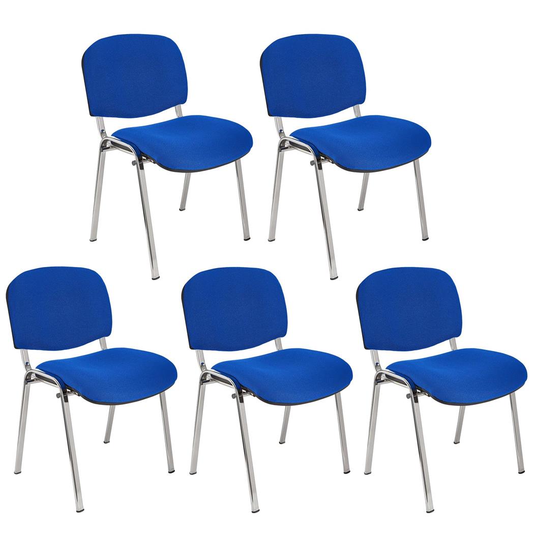 Lotto di 5 Sedie Conferenza MOBY BASE, Comoda e Pratica, Prezzo Incredibile, Colore Blu e Gambe Cromate