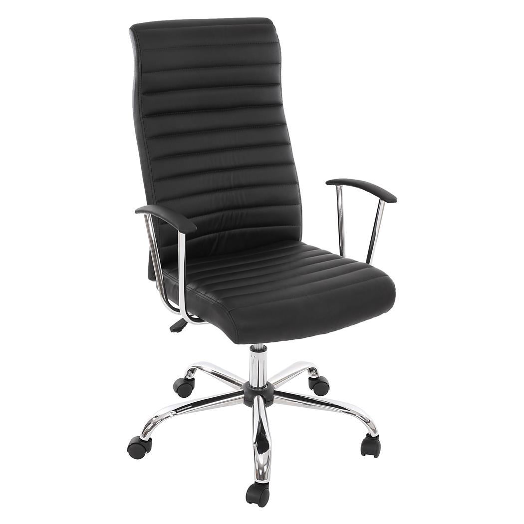 Poltrona di Design ARUCAS, Imbottita, Telaio in metallo, Pelle Nera