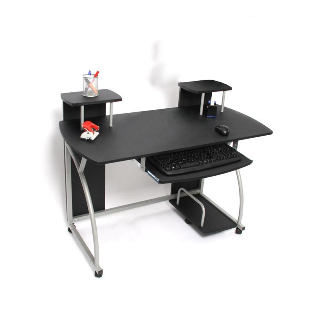 Scrivania per Computer OHIO PRO, Ripiano estraibile tastiera, Supporto PC, misure cm 115x55, colore Nero