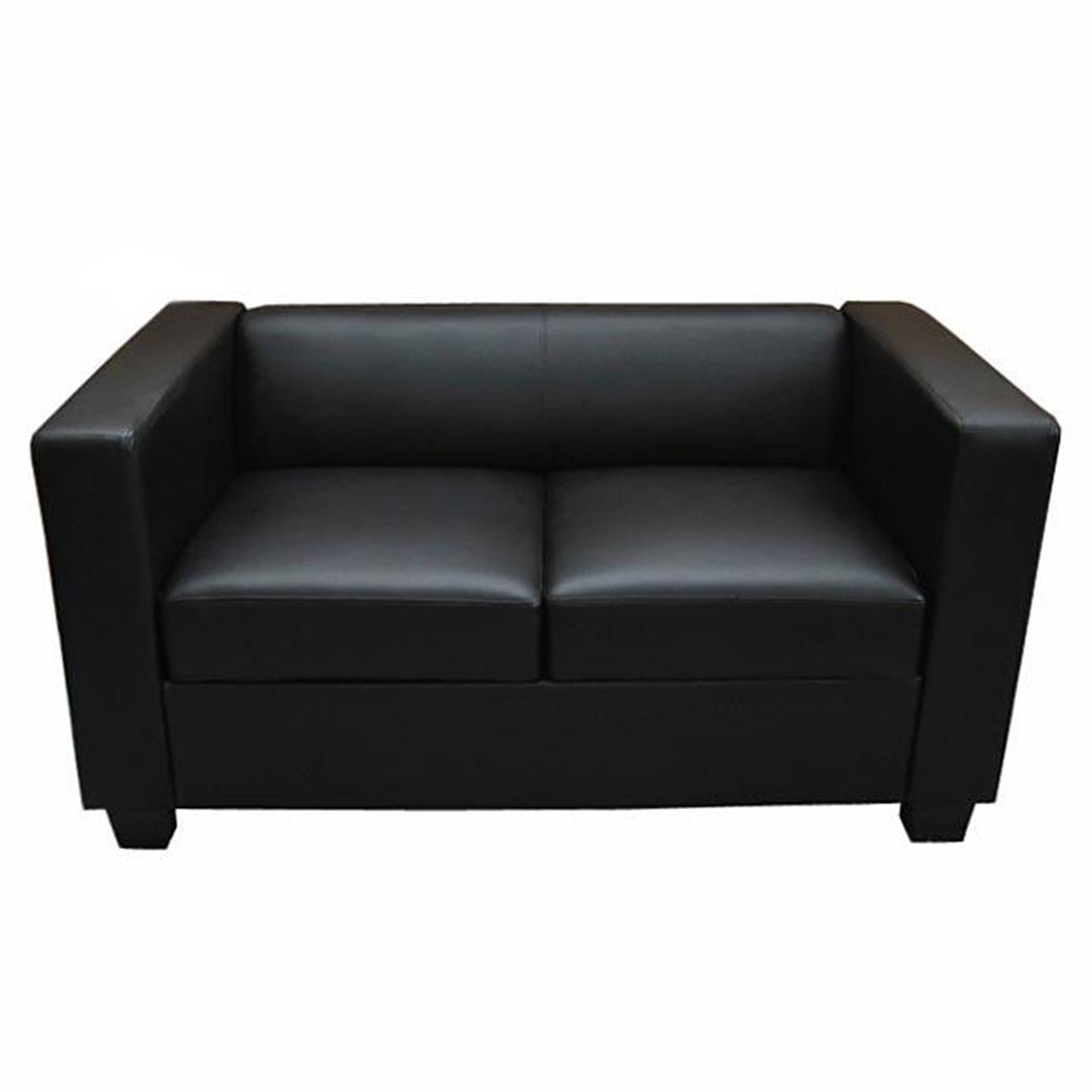 Divano a 2 posti BASILIO, Design Elegante, Grande Comfort, in Pelle colore Nero