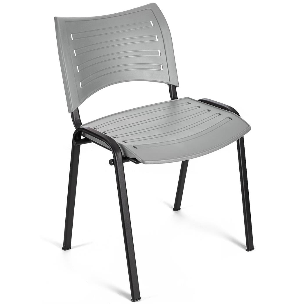 Sedia per Sala Attesa ELVA, Pratica e impilabile, Ottima qualità, colore Grigio e gambe Nere