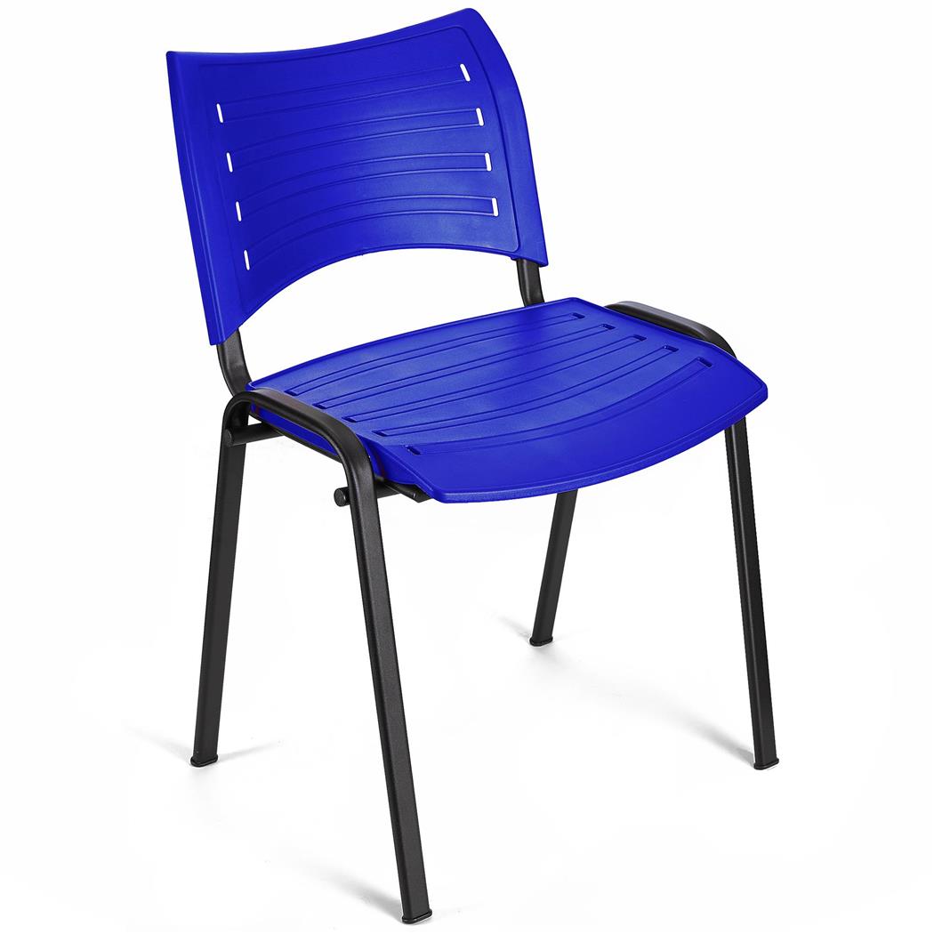 Sedia per Sala Attesa ELVA, Pratica e impilabile, Ottima qualità, colore Blu e gambe Nere
