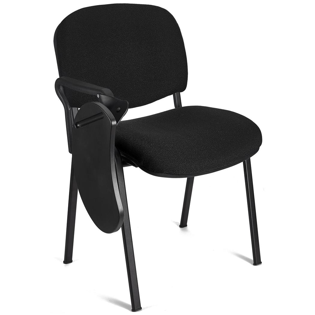 Sedia Conferenze MOBY con SCRITTOIO ribaltabile, Nero con gambe Nere