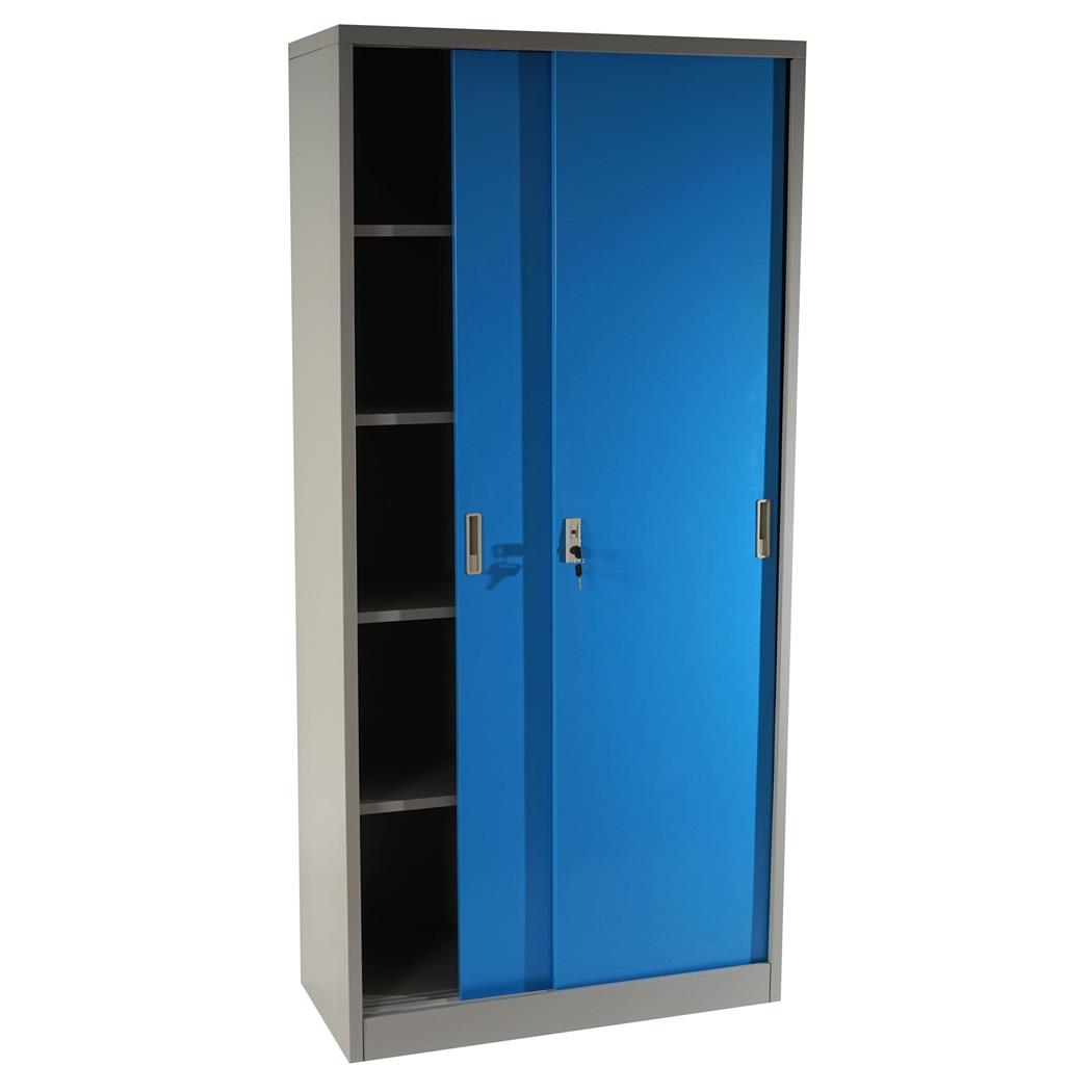 Armadio metallico OLSEN ANTE SCORREVOLI, 180x85x40cm, in Acciaio Blu