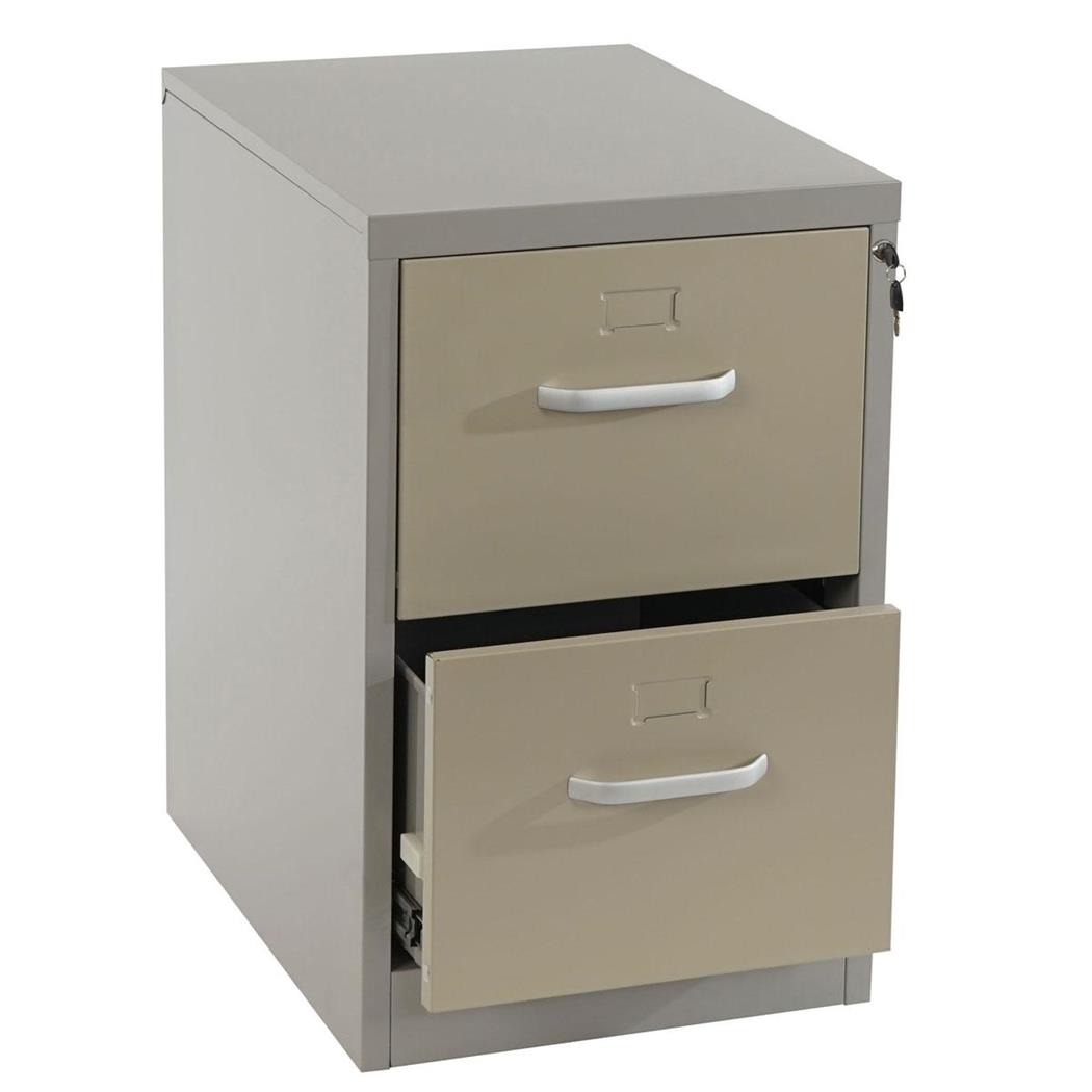 Cassettiera EDWIN 2 CASSETTI (Maniglie), cm 73x46x62, Robusta, in Metallo colore Beige