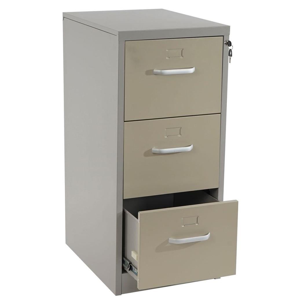 Cassettiera EDWIN 3 CASSETTI (Maniglie), cm 103x46x62, Robusta, in Metallo colore Beige