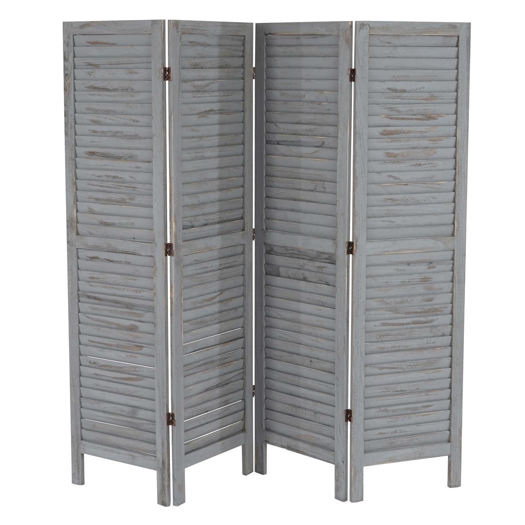 Paravento in Legno LEO, cm 170x182x2, Stile vintage, colore Grigio