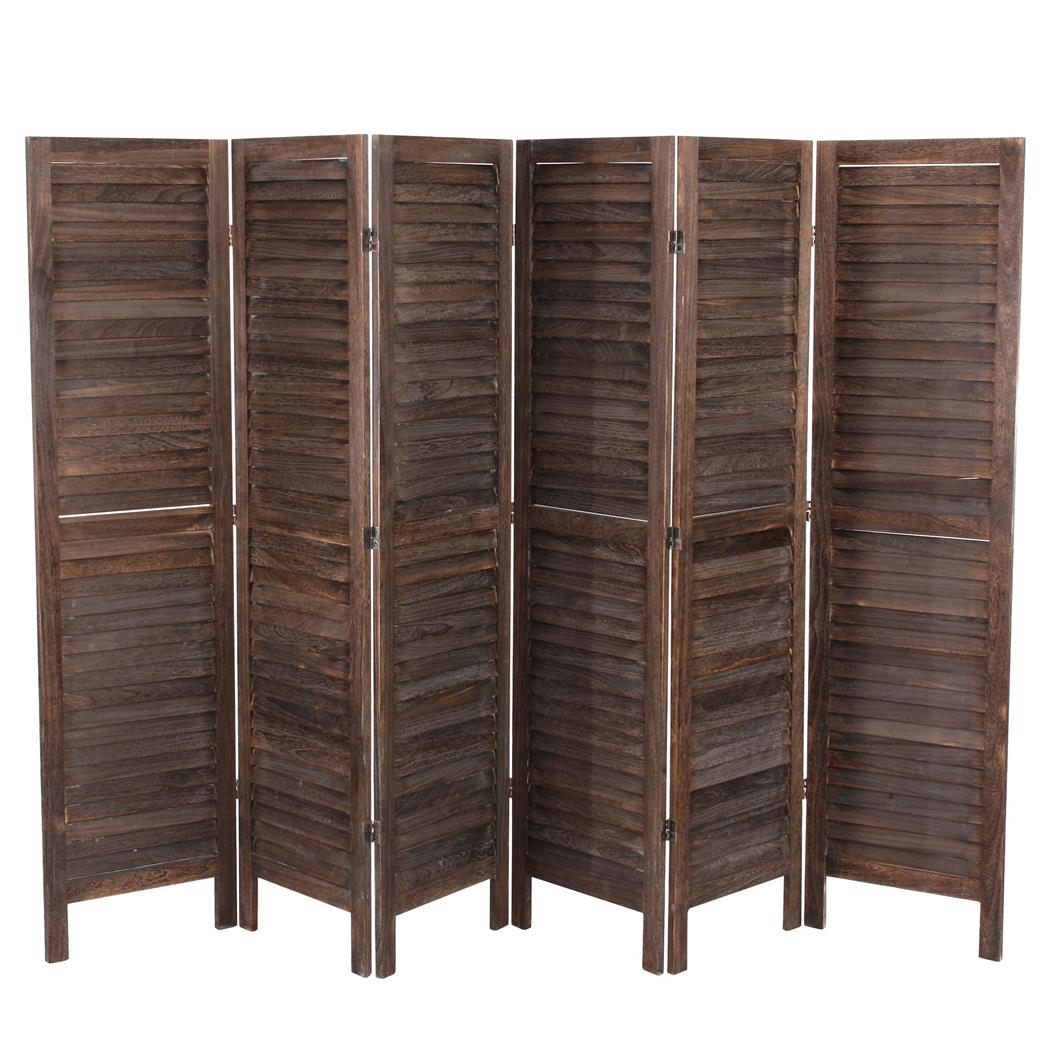 Paravento in Legno LEO, cm 170x276x2, Stile vintage, colore Marrone