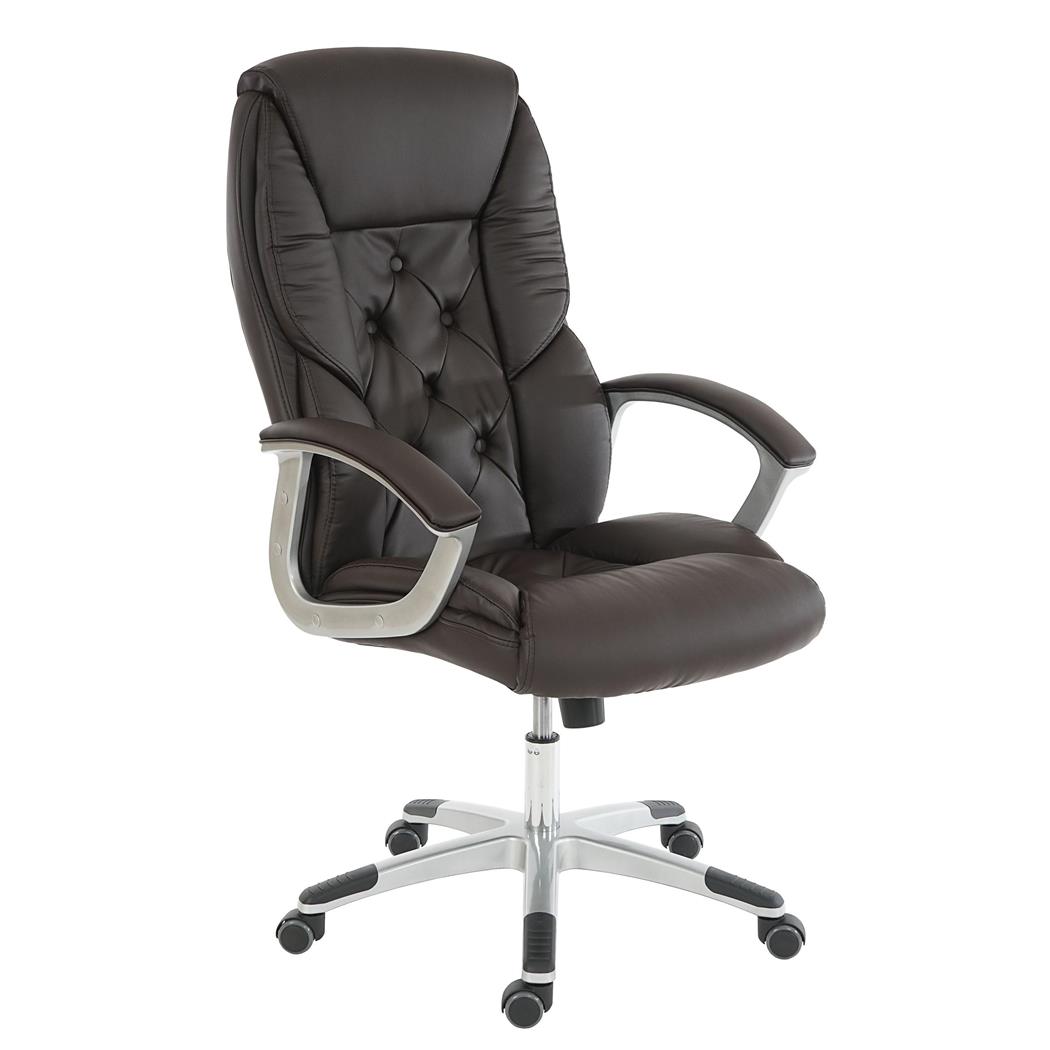 Poltrona da Ufficio modello DIONE, Design Elegante, Imbottitura Spessa, Resistenza fino a 150kg, in Pelle color Marrone