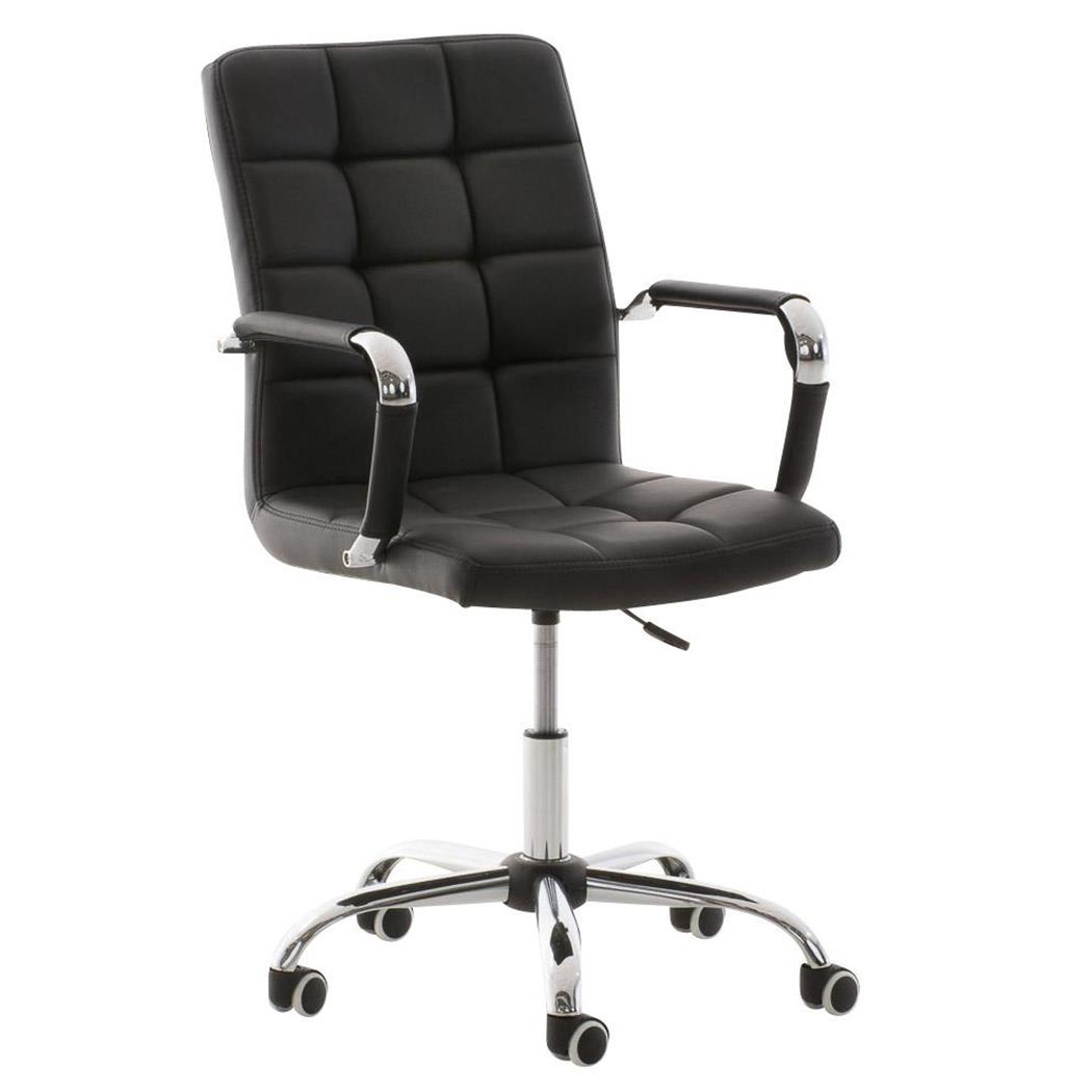 Poltrona ufficio BRISTOL, Telaio e Braccioli in Metallo, Rivestimento in Pelle, in colore Nero