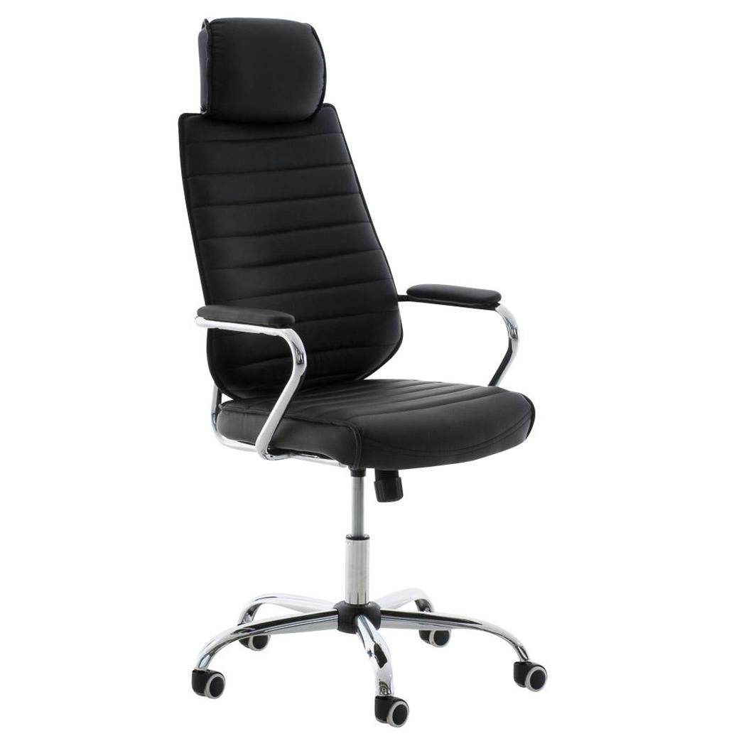 Poltrona Executive RENO, Telaio Metallo, Rivestimento in Pelle, Nero