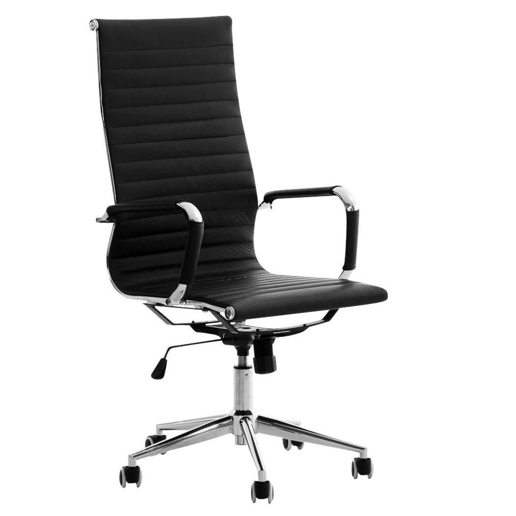 Sedia per ufficio ROMA, Design sofisticato, Telaio in metallo, Rivestita in Pelle color Nero