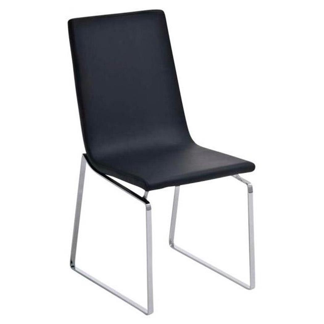 Sedia Sala Riunioni / Attesa VILLANOVA, Design lineare, Telaio in metallo, Seduta in Pelle colore Nero