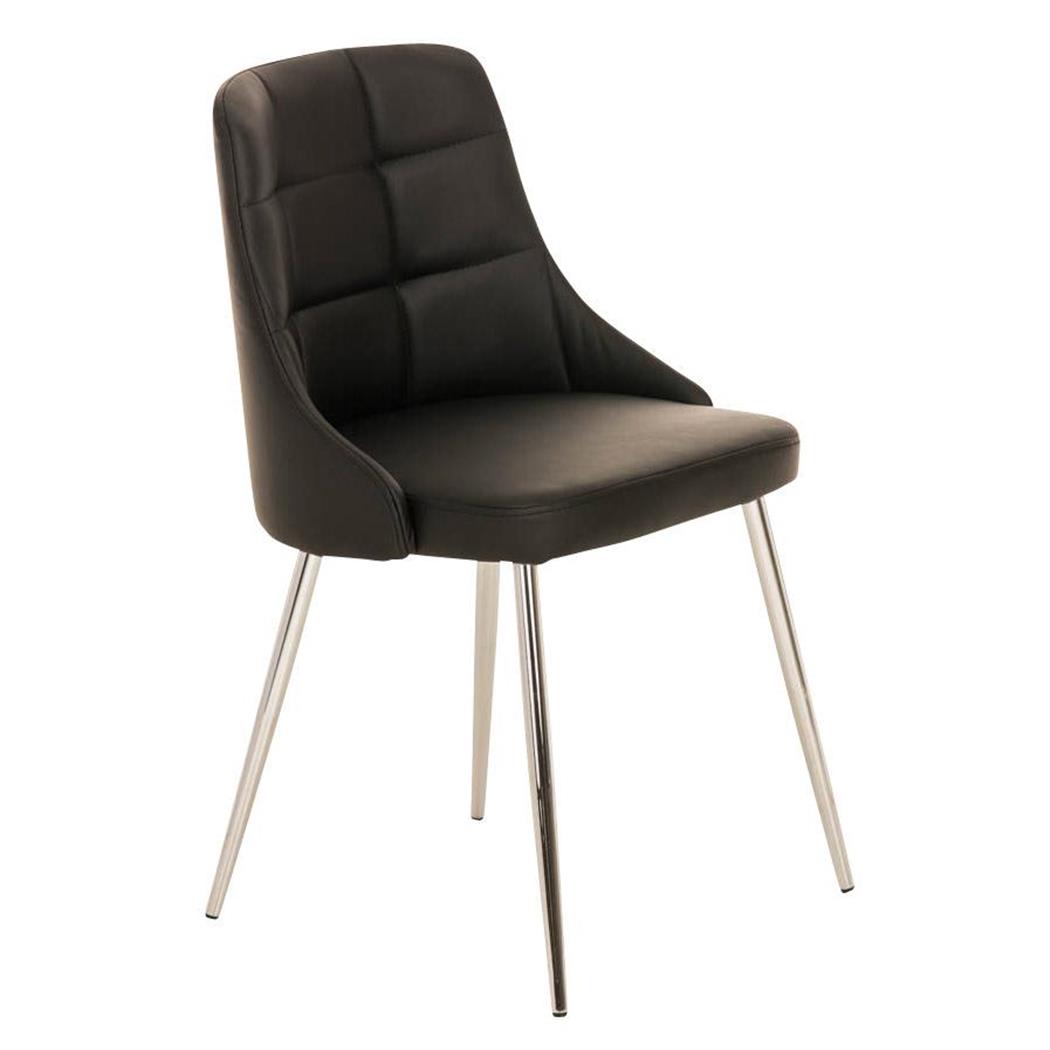 Sedia per Ospiti/Riunioni MAURO, Design Esclusivo, in Pelle, Nero