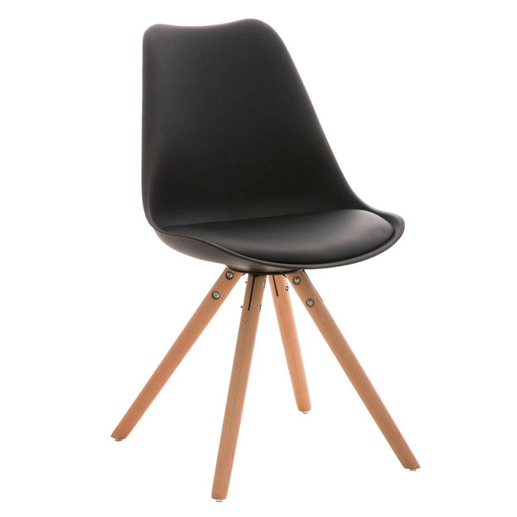 Sedia di Design ALMA, Legno Naturale, Pelle color Nero