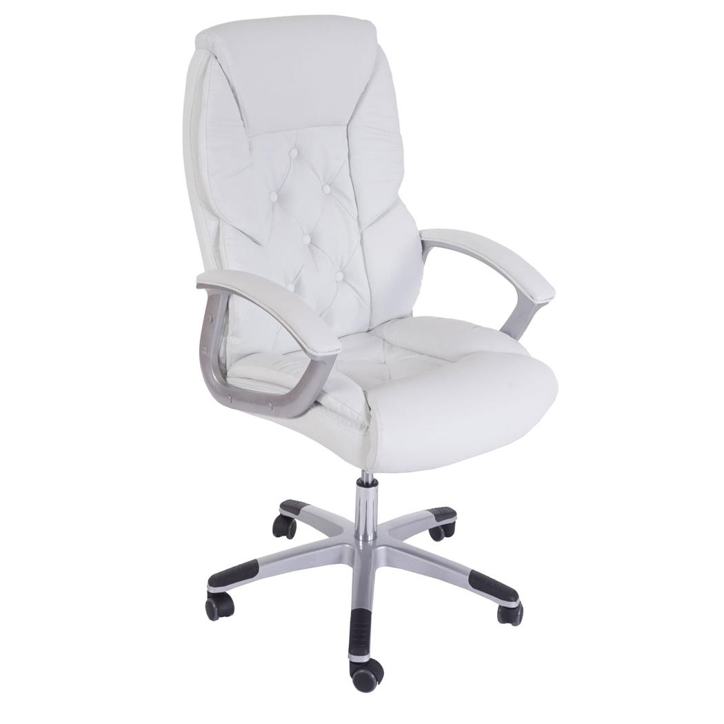 Poltrona da Ufficio modello DIONE, Design Elegante, Imbottitura Spessa, Resistenza fino a 150kg, in Pelle color Bianco