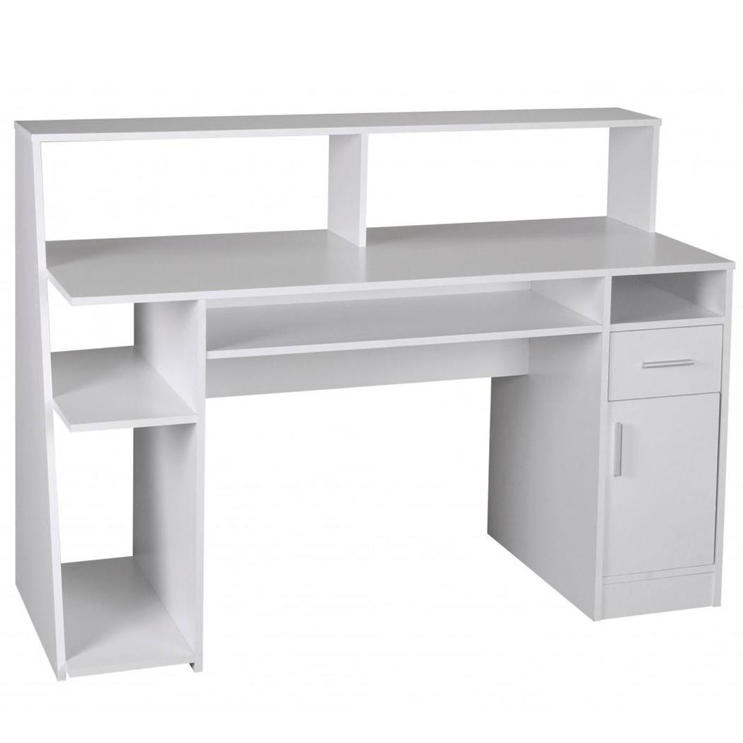 Scrivania per computer VIRGINIA, Spaziosa, 135x60cm, in Bianco