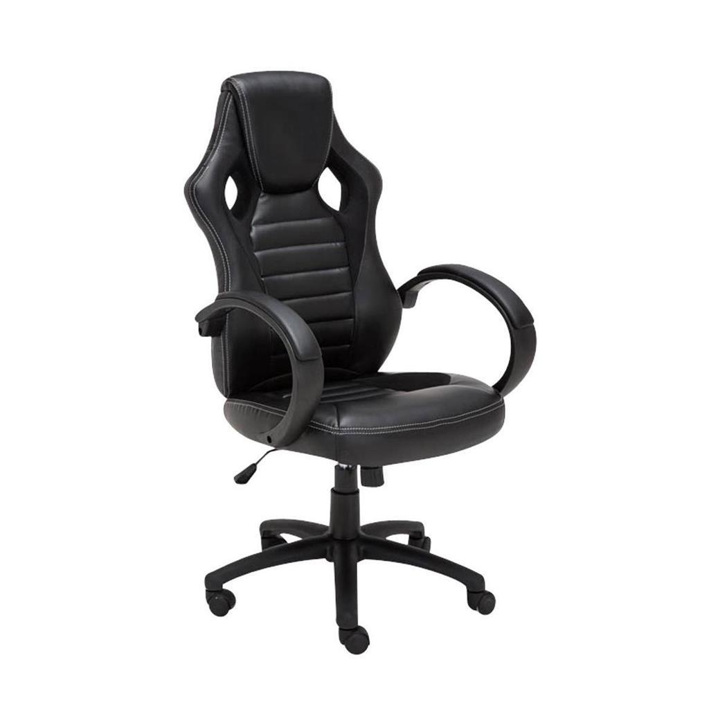 Poltrona Gaming ASCARI, Grande Comodità, Pelle e Tessuto, color Nero
