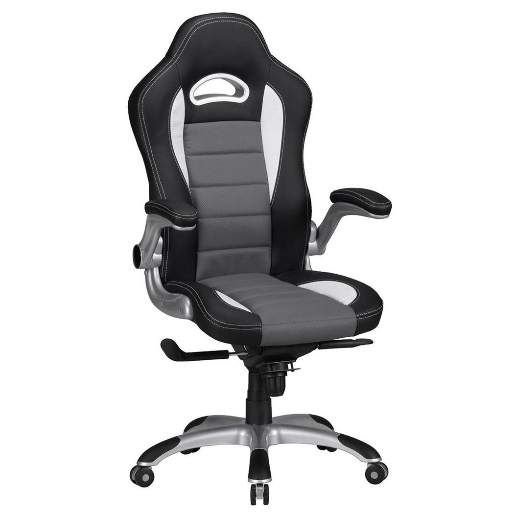 Sedia Gaming NORRIS, Rivestimento in Pelle, Uso 8 ore, color Nero