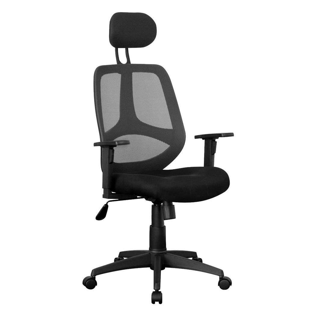 Sedia Ergonomica DRAKE, con Poggiatesta e Braccioli Regolabili, in Rete traspirante, colore Nero
