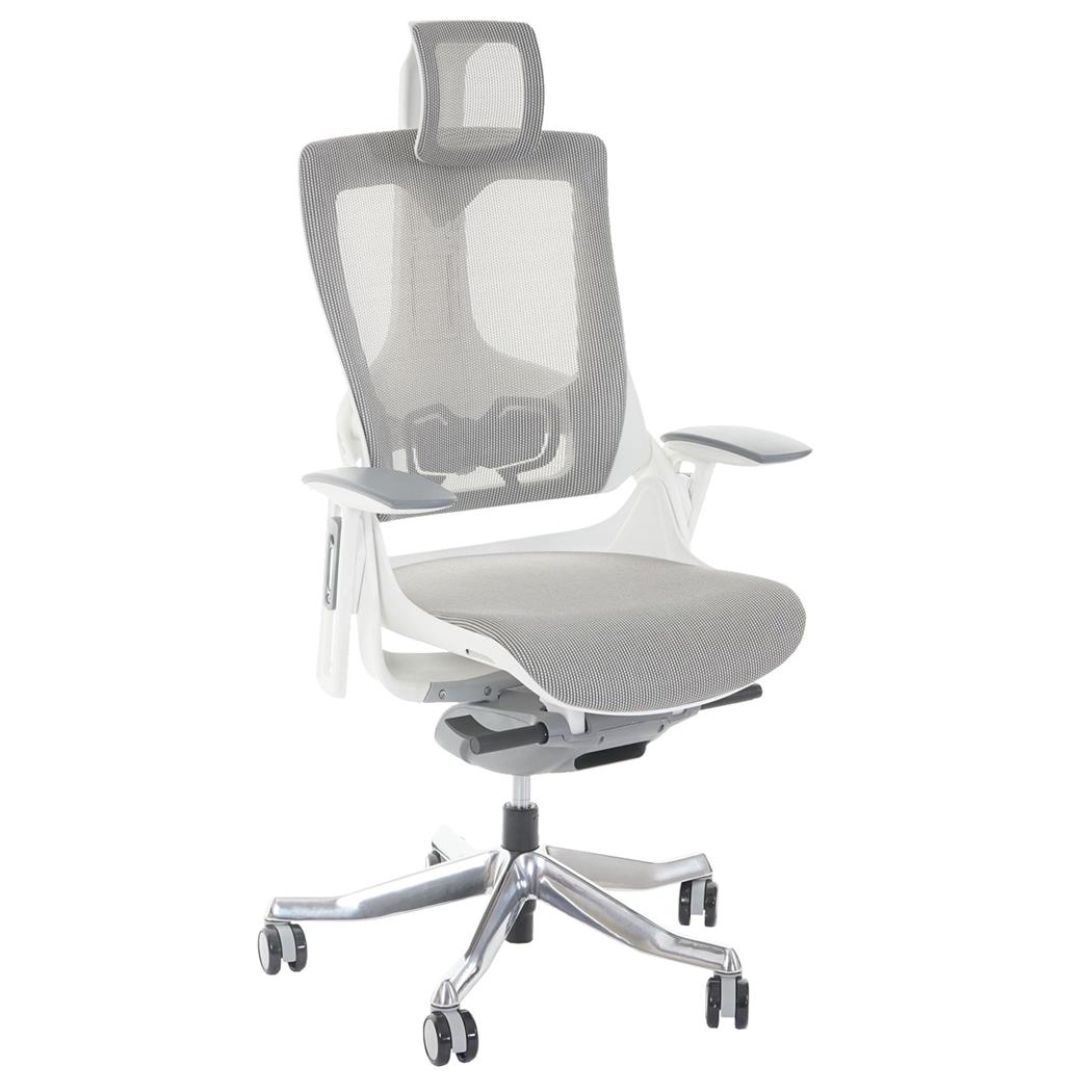 Sedia Ergonomica NIGER, Completamente Regolabile, Eccellente qualità, Uso 8 ore, colore Grigio Chiaro