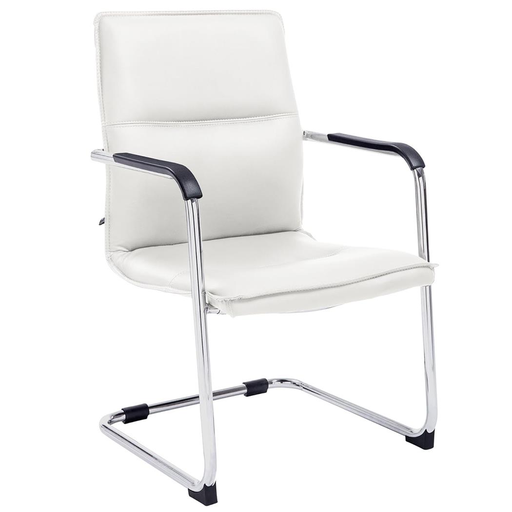 Poltrona Sala d'Attesa GOLIAT, Struttura in metallo, Imbottitura spessa, Design elegante in Pelle colore Bianco