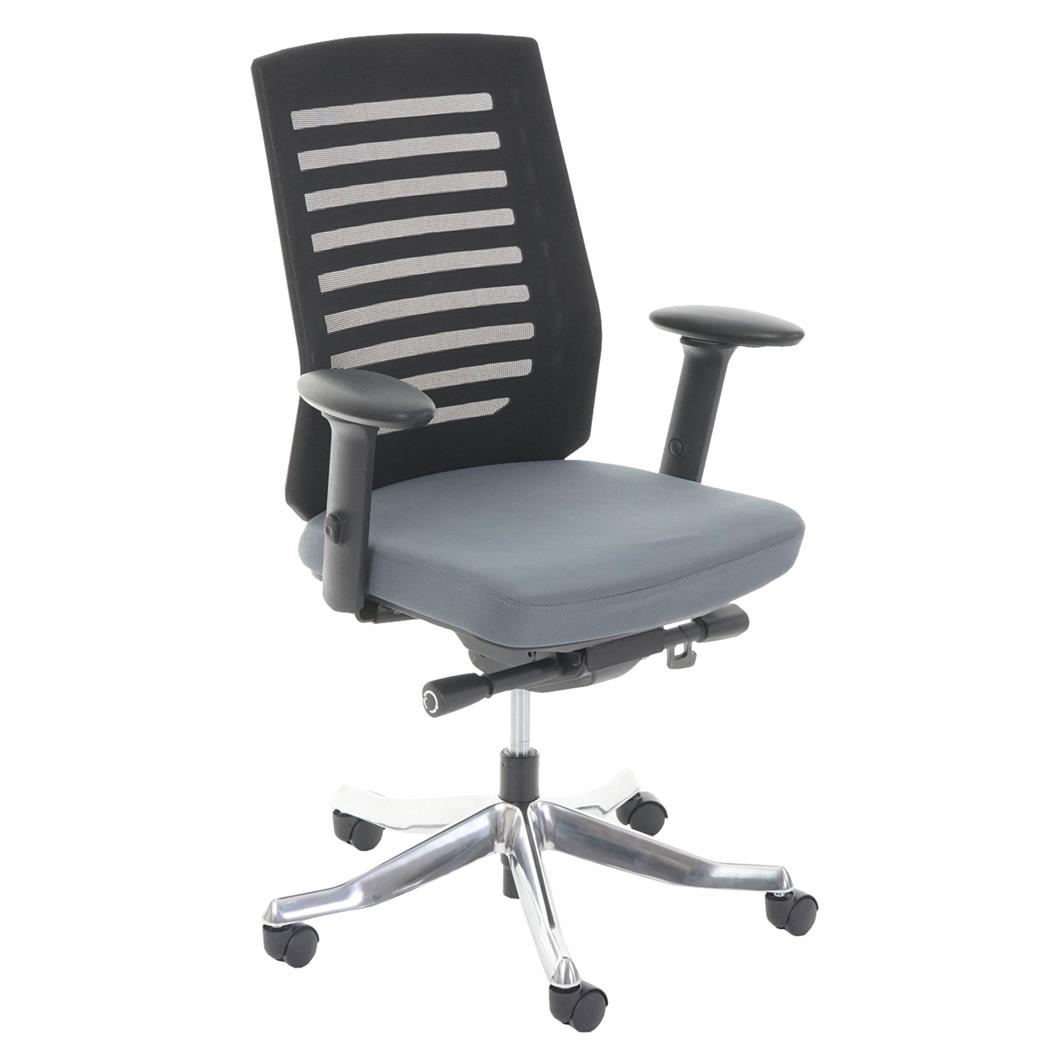 Sedia da Ufficio LIENA, Schienale Ergonomico, Base in Alluminio, in Tessuto e Rete, colore Grigio