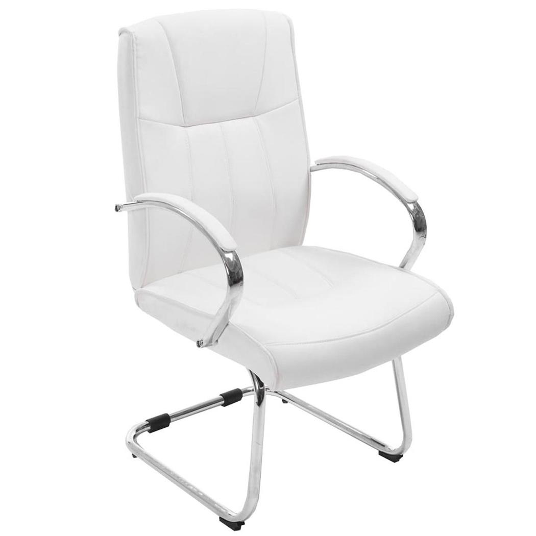 Poltrona Attesa BORAU con Braccioli, Telaio in metallo, Imbottitura in Pelle color Bianco