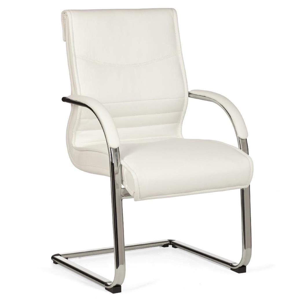 Sedia Ergonomica Sala d'Attesa PINDO, Comoda imbottitura, Design elegante in Pelle colore Bianco